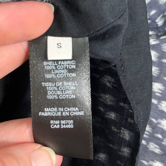 Rebecca Taylor Black and White Ikat Smocked Waist Cotton Dress - Picture 12 of 13